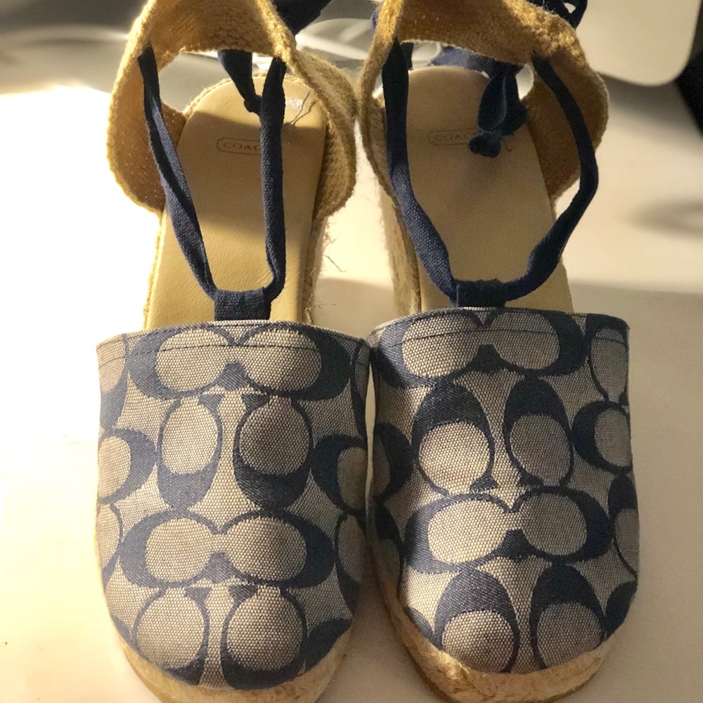 Coach Espadrille tie up wedge sandals